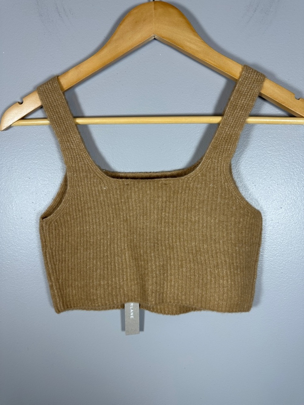 Everlane The Cozy Stretch Cropped Tank Wool Blend Camel Small NWT - Picture 4 of 9